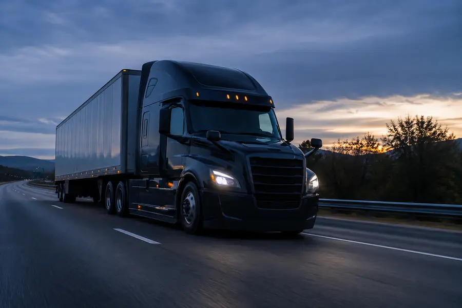 Commercial semi-truck traveling on a North Carolina interstate